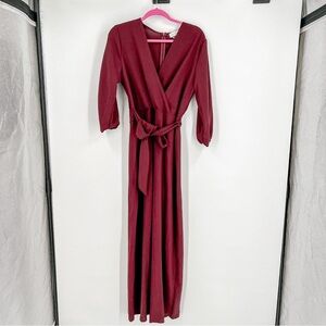 Ces Femme Burgundy Long Sleeve Jumpsuit